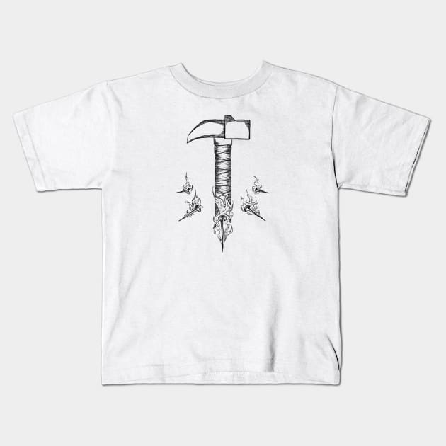 Nobara weapon hammer and nails Kids T-Shirt by vinillustrate